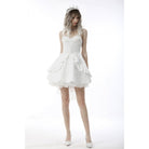 Darkinlove Women's Gothic Floral High/Low Multilayer Jacquard Slip Dress Wedding Dress