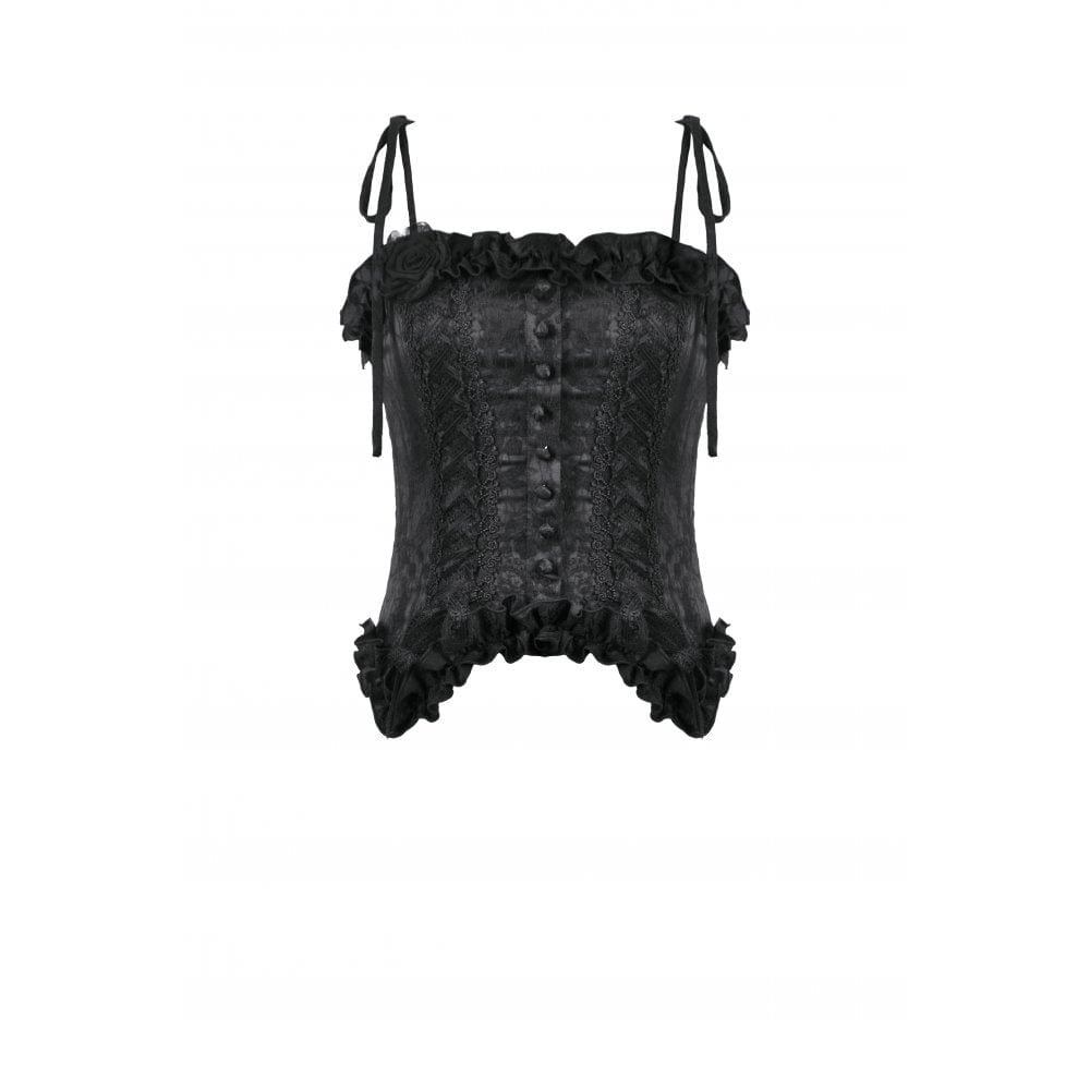 Darkinlove Women's Gothic Floral Jacquard Tank Top