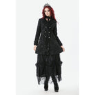 Darkinlove Women's Gothic Floral Jacquard Turn-down Collar Coat