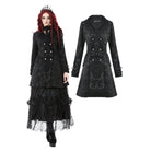 Darkinlove Women's Gothic Floral Jacquard Turn-down Collar Coat