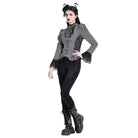 Darkinlove Women's Gothic Floral Lace Applique Lace-up Skinny Pants