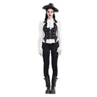 Darkinlove Women's Gothic Floral Lace Applique Lace-up Skinny Pants