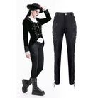 Darkinlove Women's Gothic Floral Lace Applique Lace-up Skinny Pants