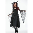 Darkinlove Women's Gothic Floral Lace Bell Sleeved Cape