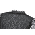 Darkinlove Women's Gothic Floral Lace Cutout High-Neck Short Sleeved Shirt