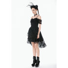 Darkinlove Women's Gothic Floral Lace High Low Off Shoulder Dress
