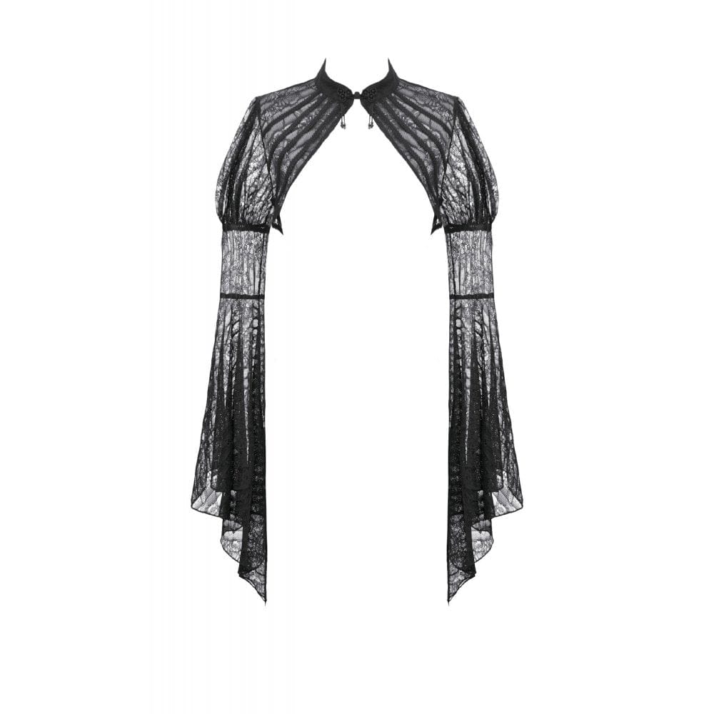 Darkinlove Women's Gothic Floral Lace Horn Sleeved Cape