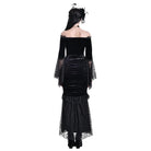 Darkinlove Women's Gothic Floral Lace Patchwork Cross Ruched Velvet Mermaid Skirt