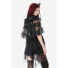 Darkinlove Women's Gothic Floral Lace Patchwork Mesh Cape