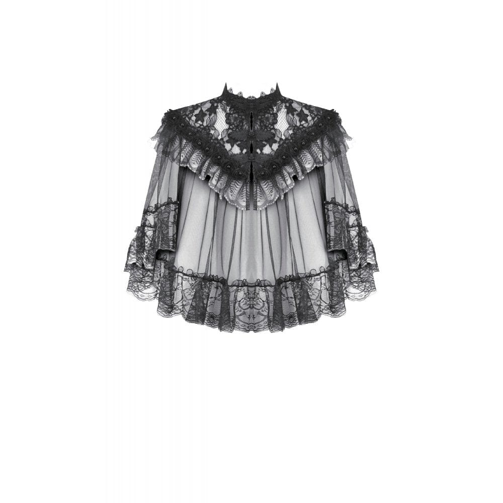 Darkinlove Women's Gothic Floral Lace Patchwork Mesh Cape