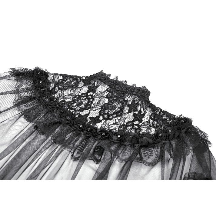Darkinlove Women's Gothic Floral Lace Patchwork Mesh Cape