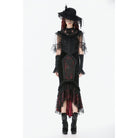 Darkinlove Women's Gothic Floral Lace Patchwork Mesh Cape