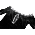 Darkinlove Women's Gothic Floral Lace Patchwork Off-Shoulder Bell Sleeve Velvet Top