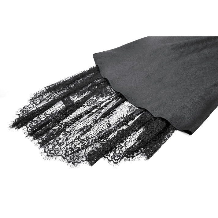 Darkinlove Women's Gothic Floral lace Sheer High Low Long Sleeved Dress