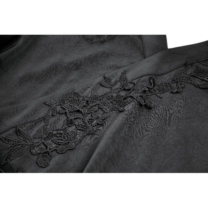 Darkinlove Women's Gothic Floral lace Sheer High Low Long Sleeved Dress