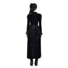 Darkinlove Women's Gothic Floral Lace Splice Puff Sleeve Velvet Maxi Dress