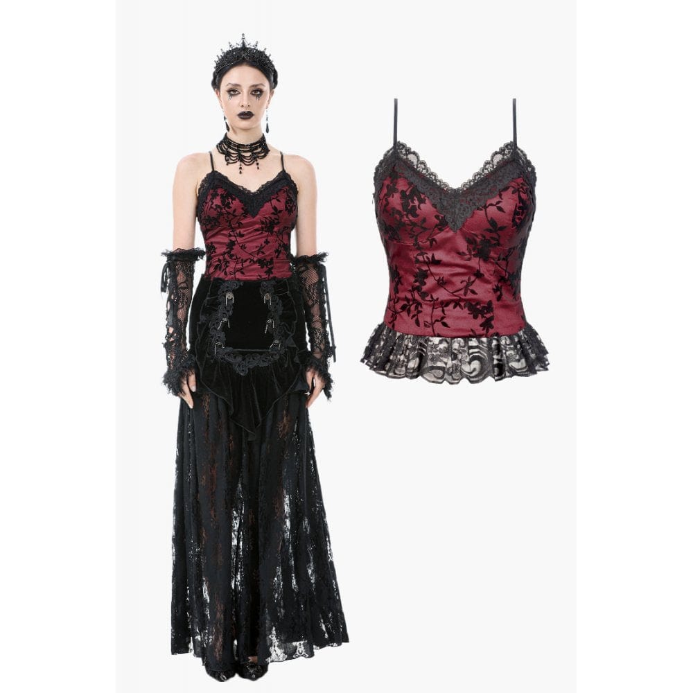 Darkinlove Women's Gothic Floral Lace Tank Top