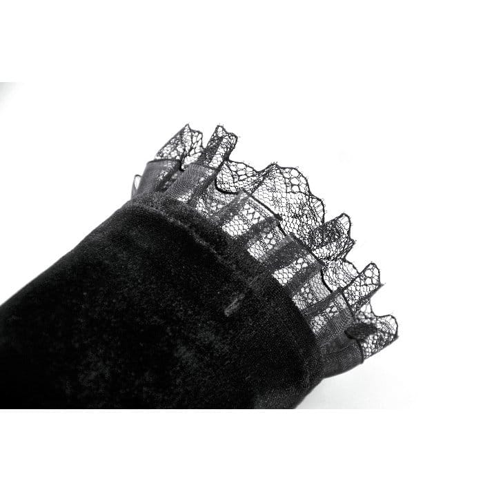 Darkinlove Women's Gothic Floral Lace-up Velvet Arm Sleeves