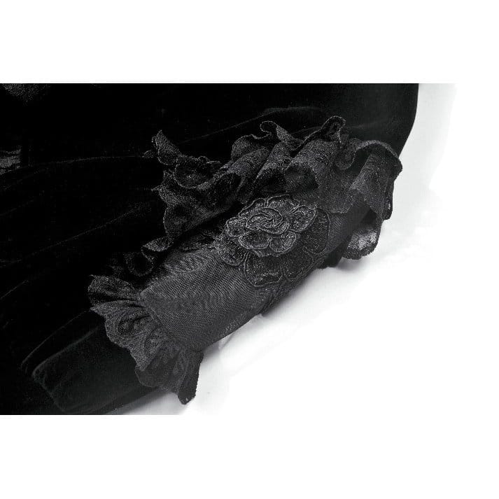 Darkinlove Women's Gothic Floral Mesh Splice Ruffled Flare Sleeve Velvet Cape