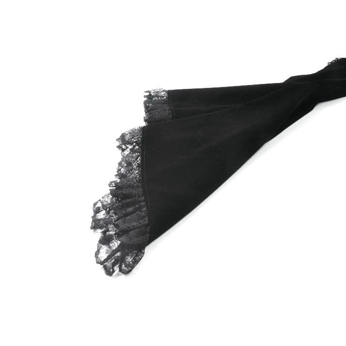 Darkinlove Women's Gothic Floral Mesh Splice Ruffled Flare Sleeve Velvet Cape