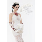 Darkinlove Women's Gothic Floral Pearl-embellished Lace Fan