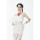 Darkinlove Women's Gothic Floral Pearl-embellished Lace Fan