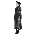Darkinlove Women's Gothic Floral Sheer Lace Puff Bell Sleeve Long Duster Coat