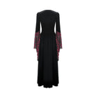 Darkinlove Women's Gothic Floral Square-cut Collar Flare Sleeve Dress