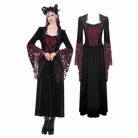 Darkinlove Women's Gothic Floral Square-cut Collar Flare Sleeve Dress