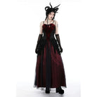 Darkinlove Women's Gothic Floral Tassel Mesh Splice Skirt