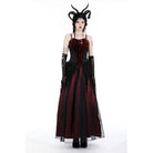 Darkinlove Women's Gothic Floral Tassel Mesh Splice Skirt