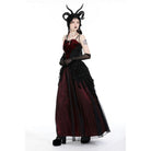 Darkinlove Women's Gothic Floral Tassel Mesh Splice Skirt