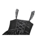 Darkinlove Women's Gothic Flower Embroidered Multilayer Lace Velet Slip Dress