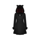 Darkinlove Women's Gothic Fluffy Splice Woolen Coat with Cat Ear Hood