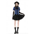 Darkinlove Women's Gothic Frilly Collar Striped Shirt
