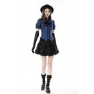 Darkinlove Women's Gothic Frilly Collar Striped Shirt