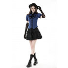 Darkinlove Women's Gothic Frilly Collar Striped Shirt
