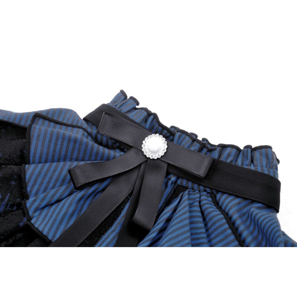 Darkinlove Women's Gothic Frilly Collar Striped Shirt