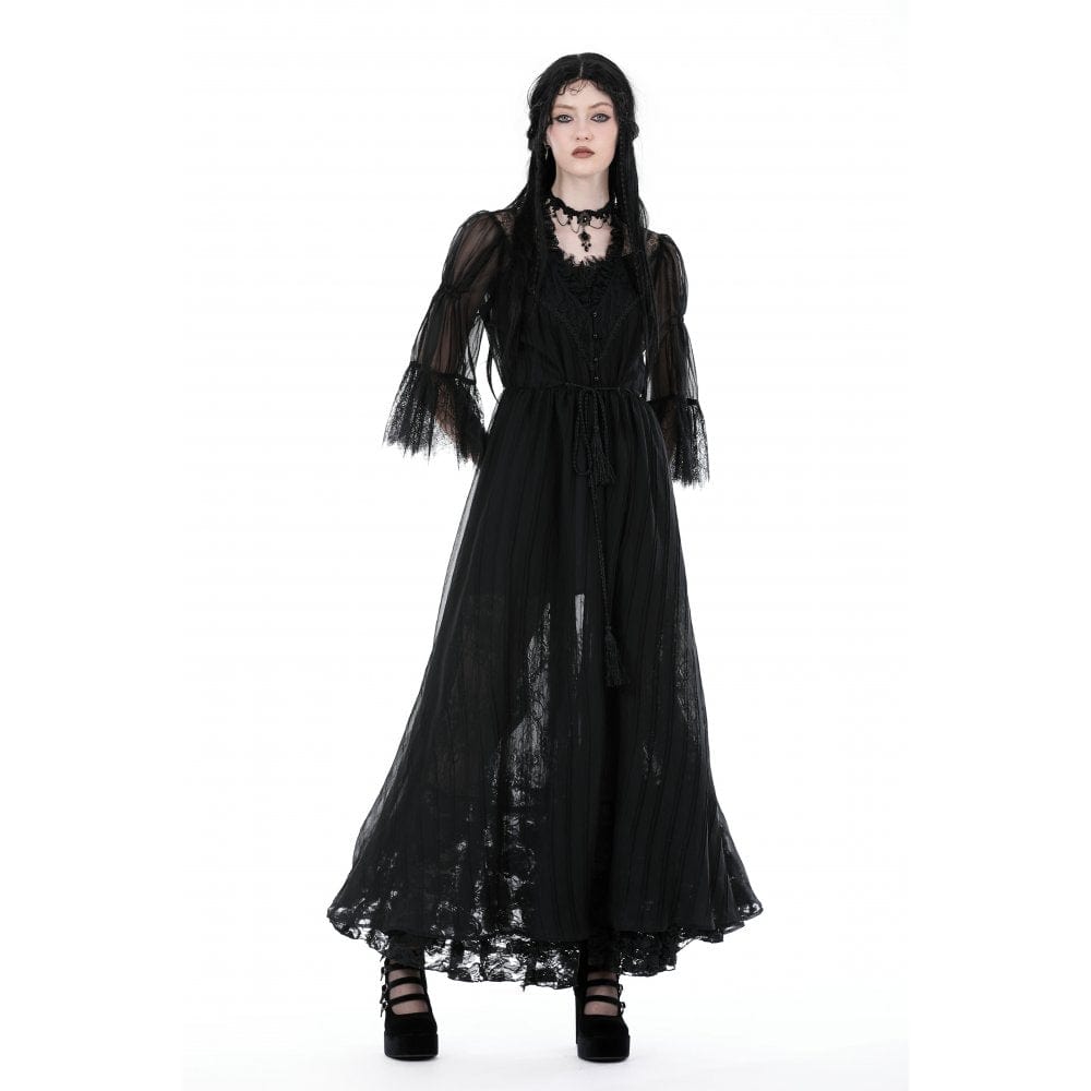 Darkinlove Women's Gothic Half-sleeved V-neck Sheer Coat