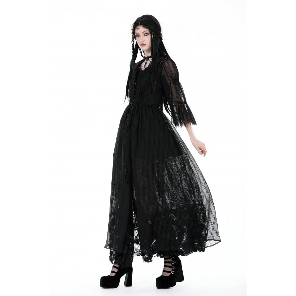 Darkinlove Women's Gothic Half-sleeved V-neck Sheer Coat