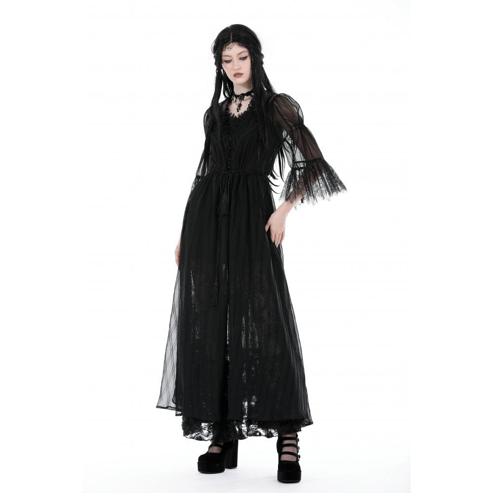 Darkinlove Women's Gothic Half-sleeved V-neck Sheer Coat