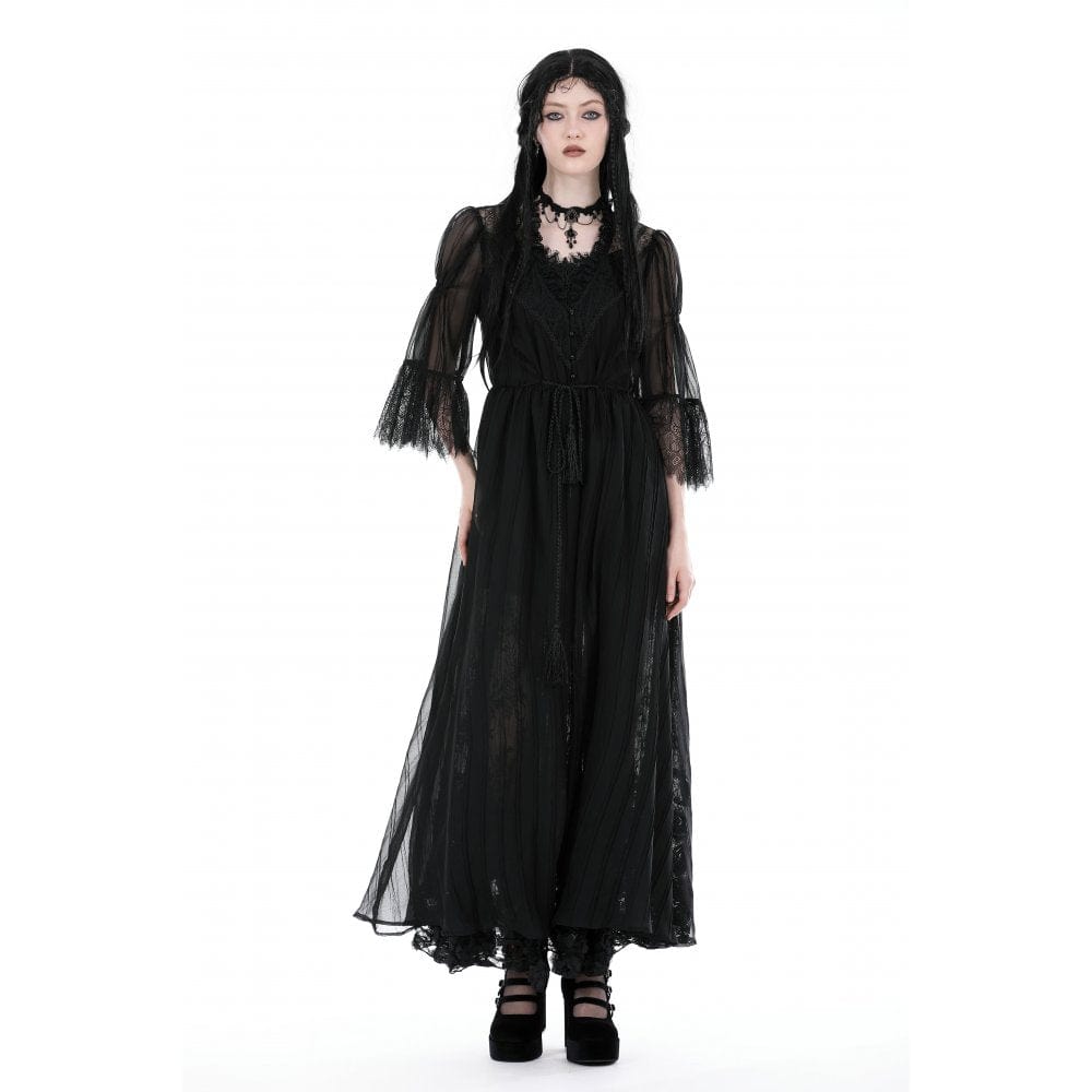 Darkinlove Women's Gothic Half-sleeved V-neck Sheer Coat