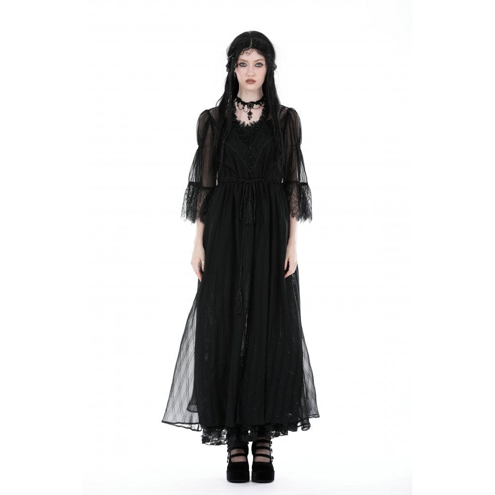 Darkinlove Women's Gothic Half-sleeved V-neck Sheer Coat