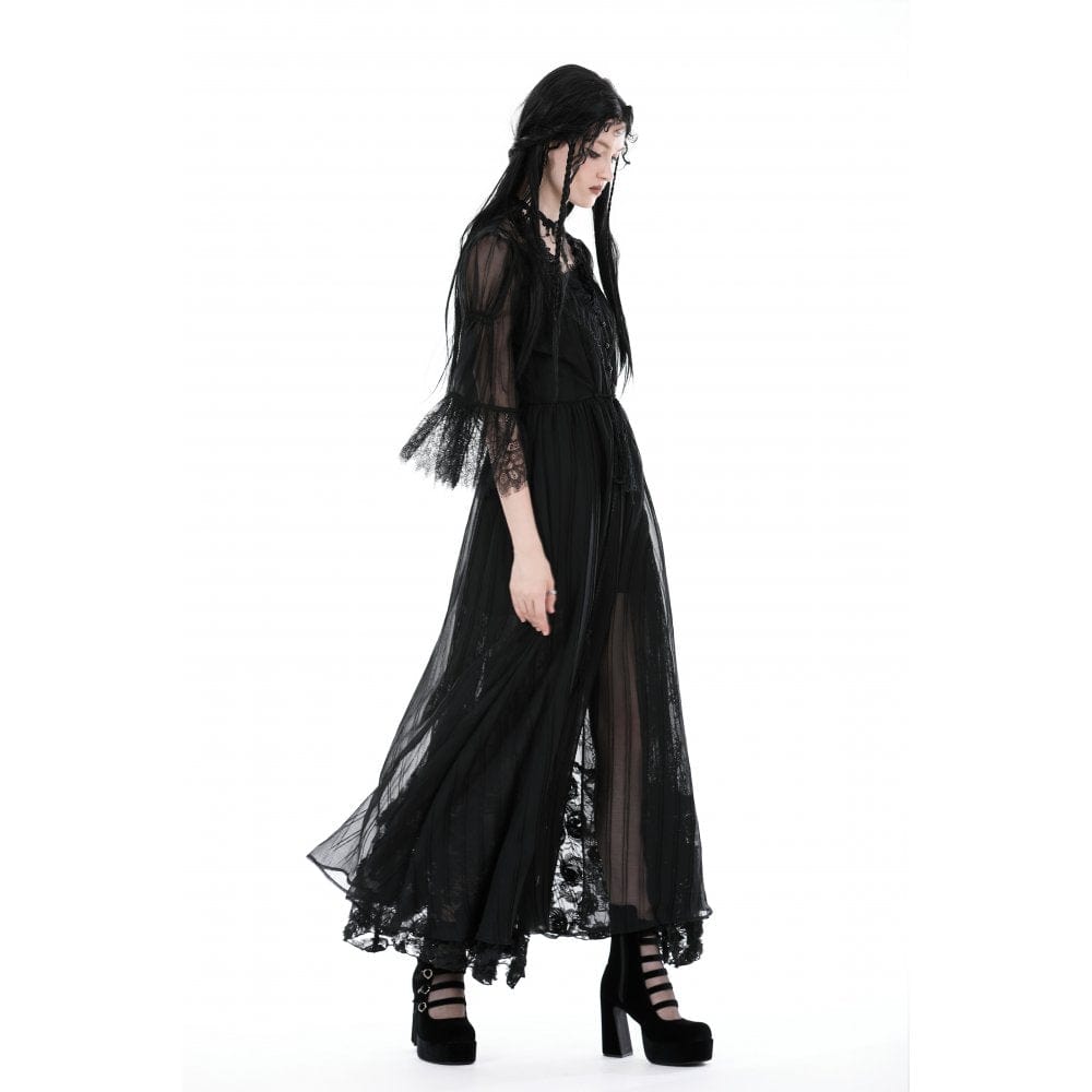 Darkinlove Women's Gothic Half-sleeved V-neck Sheer Coat