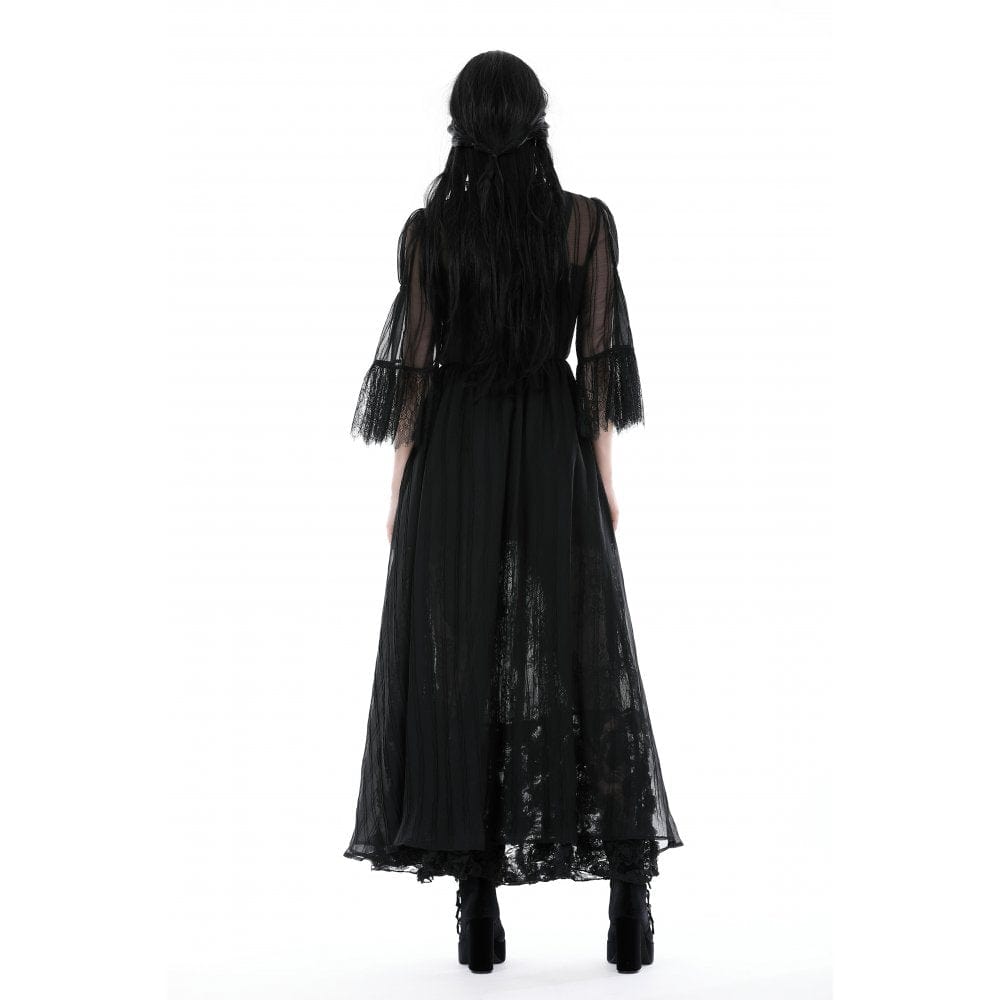 Darkinlove Women's Gothic Half-sleeved V-neck Sheer Coat