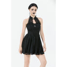 Darkinlove Women's Gothic Halterneck Lace Short Dress