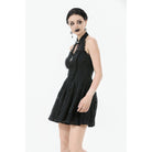 Darkinlove Women's Gothic Halterneck Lace Short Dress