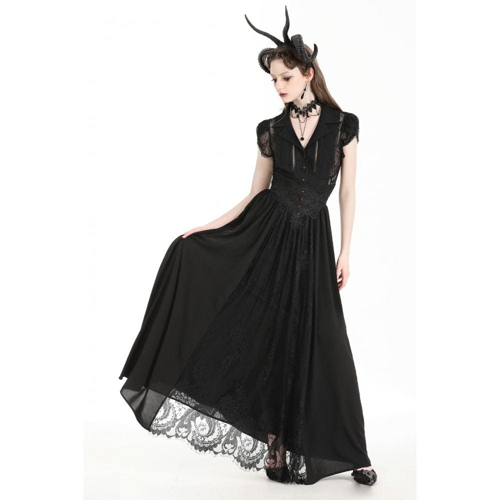 Darkinlove Women's Gothic Heart Embroidered High-waisted Skirt