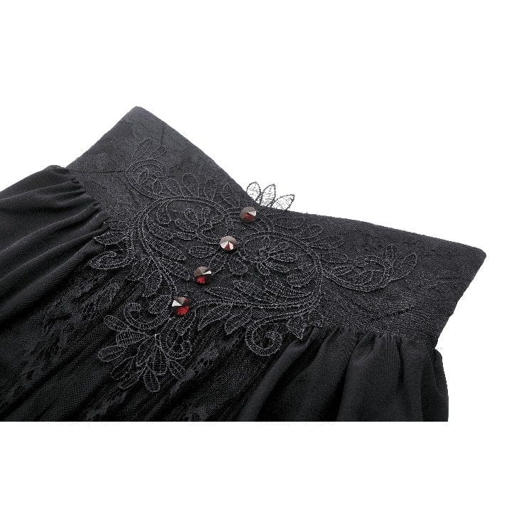 Darkinlove Women's Gothic Heart Embroidered High-waisted Skirt