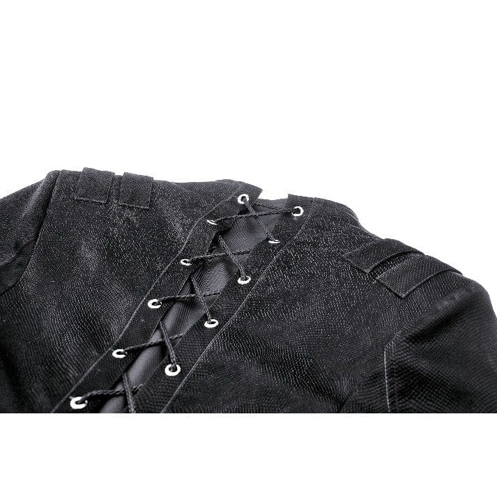 Darkinlove Women's Gothic High/Low Faux Leather Splice Jacket